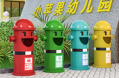 幼兒園環保消防栓造型分類垃圾桶