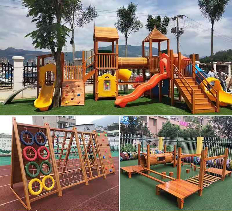 幼兒園木質室外滑梯