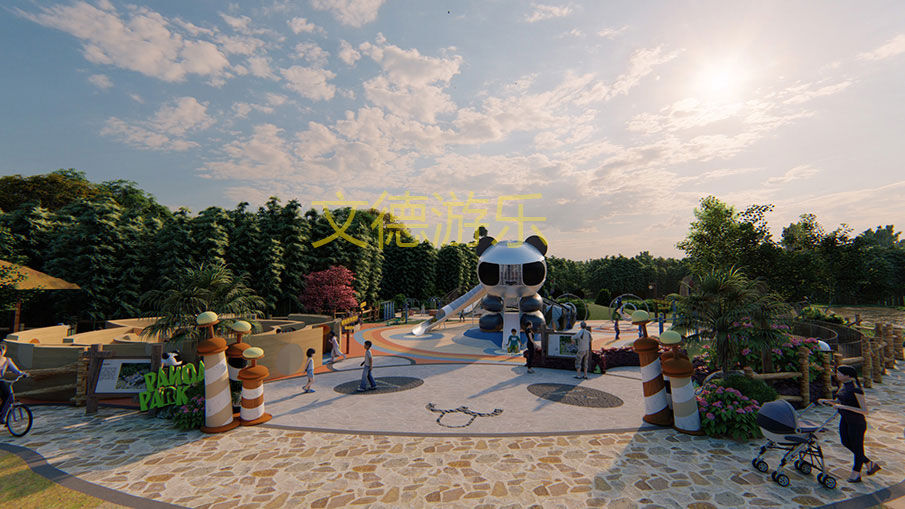 親子景區無動力樂園設計白天全景效果圖