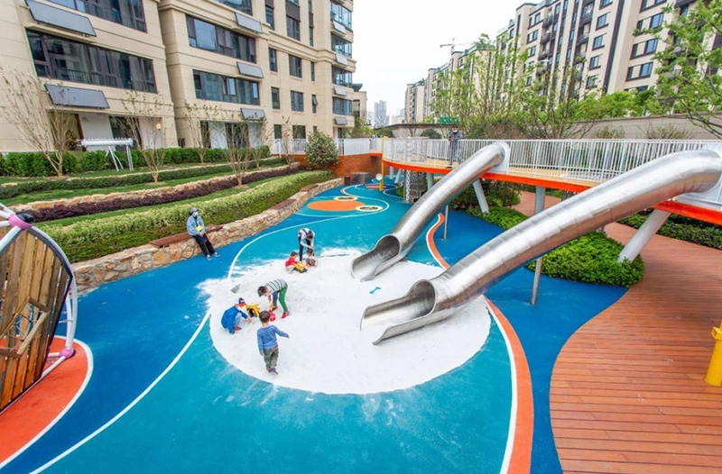 社區(qū)七彩長廊規(guī)劃設(shè)計不銹鋼滑梯