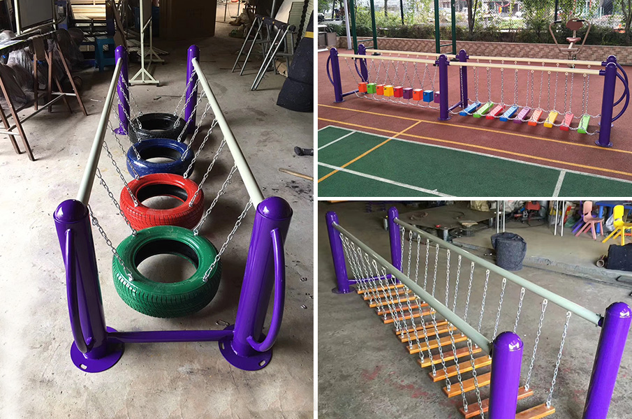 幼兒園輪胎、木板蕩橋平衡感統玩具