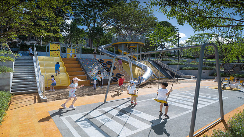 綠色生態攀爬公園游樂場秋千